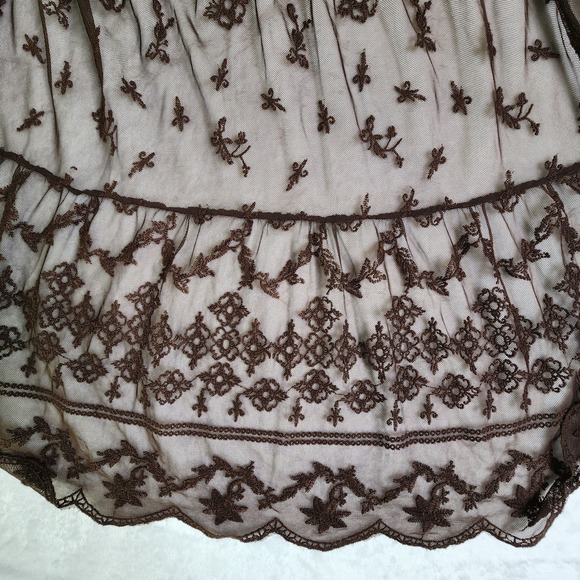 y2k Women Whimsigoth Skirt L-1XL Brown Lace Steampunk Tiered Maxi Skirt Grunge - Picture 4 of 9